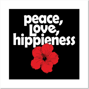 Peace  Love Hippeness Red Hibiscus Posters and Art